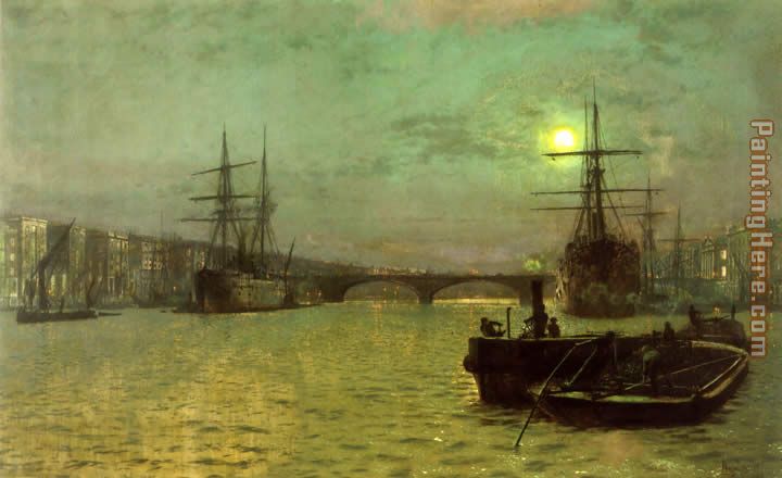 London Bridge painting - John Atkinson Grimshaw London Bridge art painting